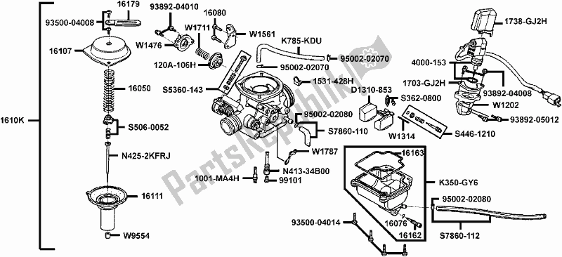 Alle onderdelen voor de E09 - Carburettor van de Kymco BA 30 AA AU -People 150 30150 2005